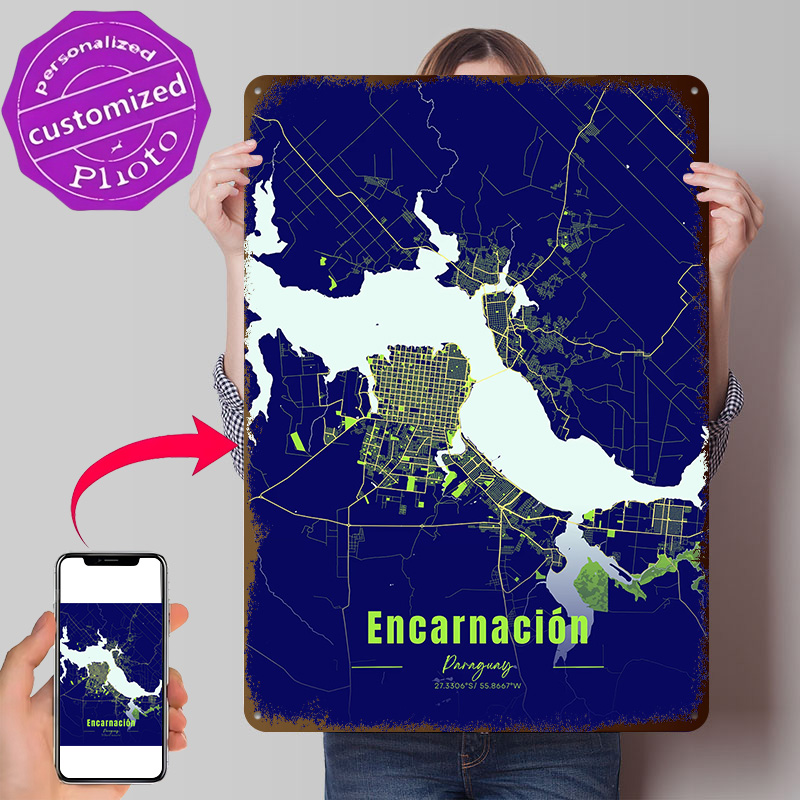 Custom Map Poster - Encarnación Dekorasyon Ev Dekor Ürünleri Paraguay