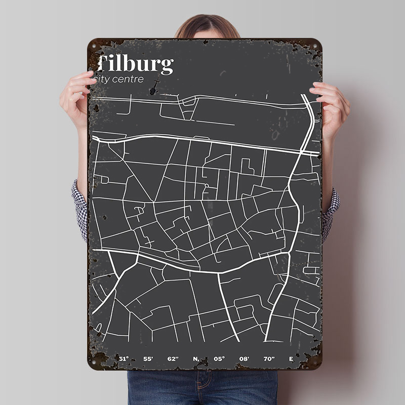 Custom Map Poster - Tilburg Şehir Merkezi Haritası Baskılı Poster