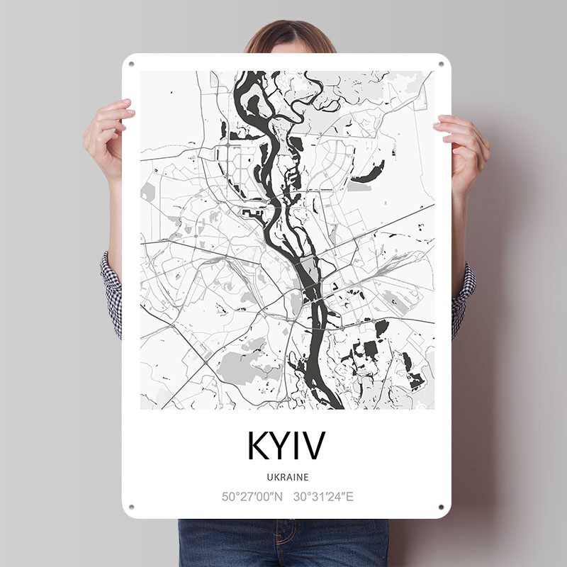 Custom Map Poster - Kiev Şehir Haritası Baskılı Poster Özelleştirilmiş