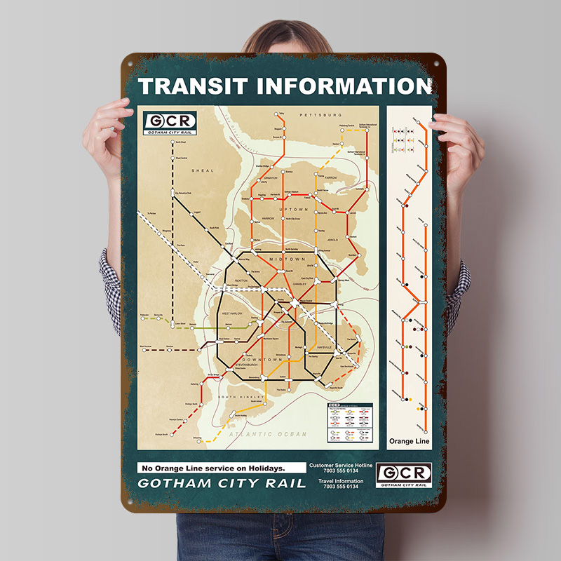 Custom Map Poster - Gotham Şehir Haritası Baskılı Poster Özelleştirilmiş