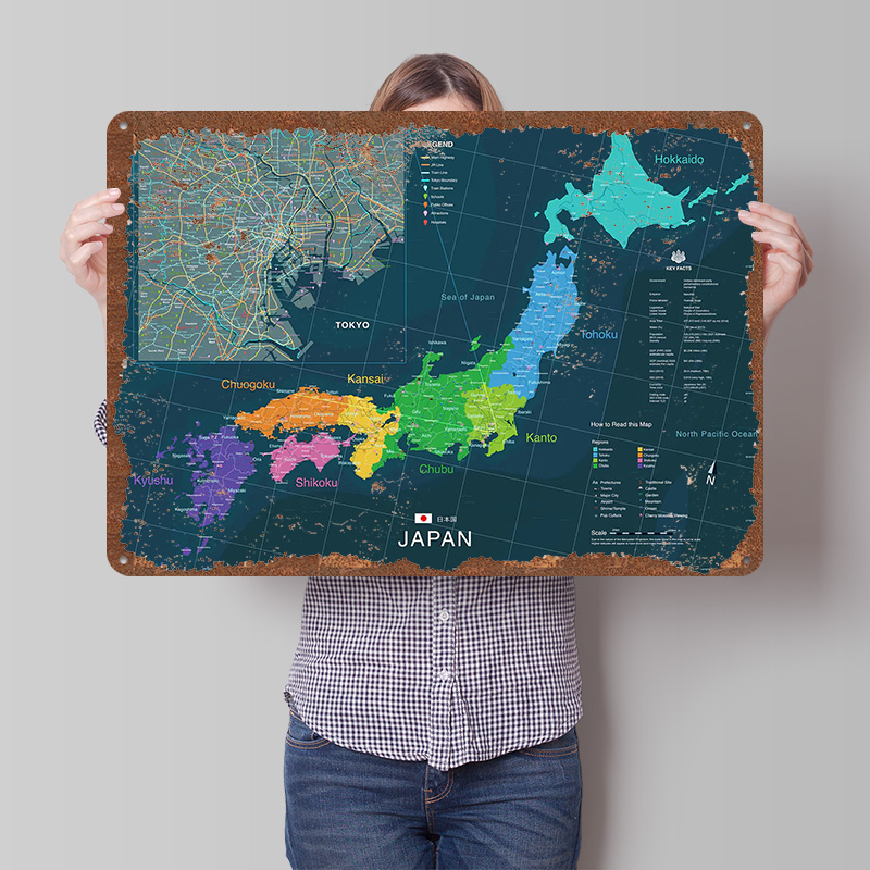 Custom Map Poster - Japonya ve Tokyo Haritası Posteri Özelleştirilmiş