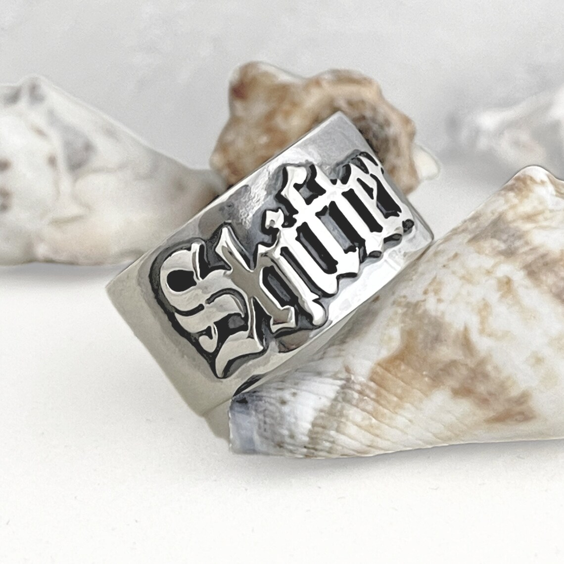 Initial Ring Custom - 12 MM erkek Gotik Yüzükler Kişiselleştirilmiş