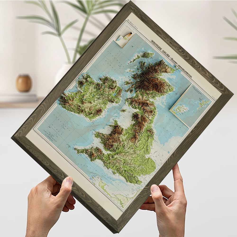 3D kabartma haritası 1922 İngi - Custom Map Poster incelemesi ve fiyatı