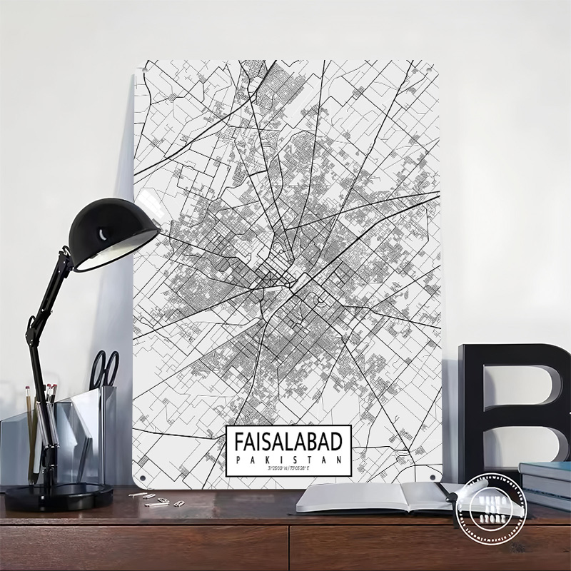Faisalabad Şehir Haritası Paki - Custom Map Poster incelemesi ve fiyatı