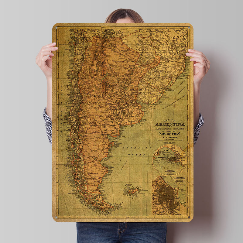 Arjantin'in Vintage Haritası T - Custom Map Poster incelemesi ve fiyatı