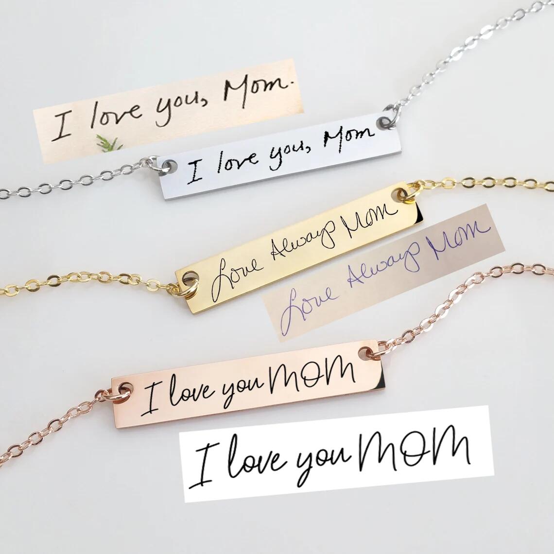 Actual Handwriting Bar Necklac - Handwriting Necklace Bar incelemesi ve fiyatı